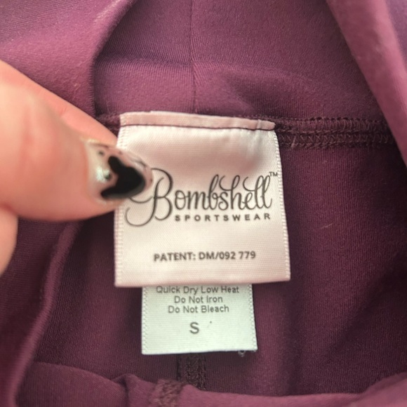 Bombshell Sportswear thigh high Burgundy and White Leggings - Picture 3 of 4